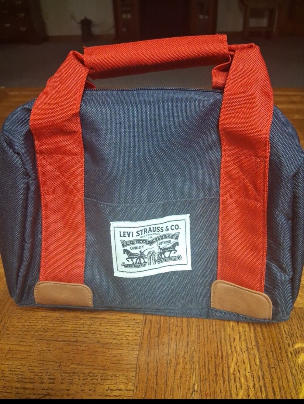 Levi's Navy Canvas Insulated Bag with Red Handles